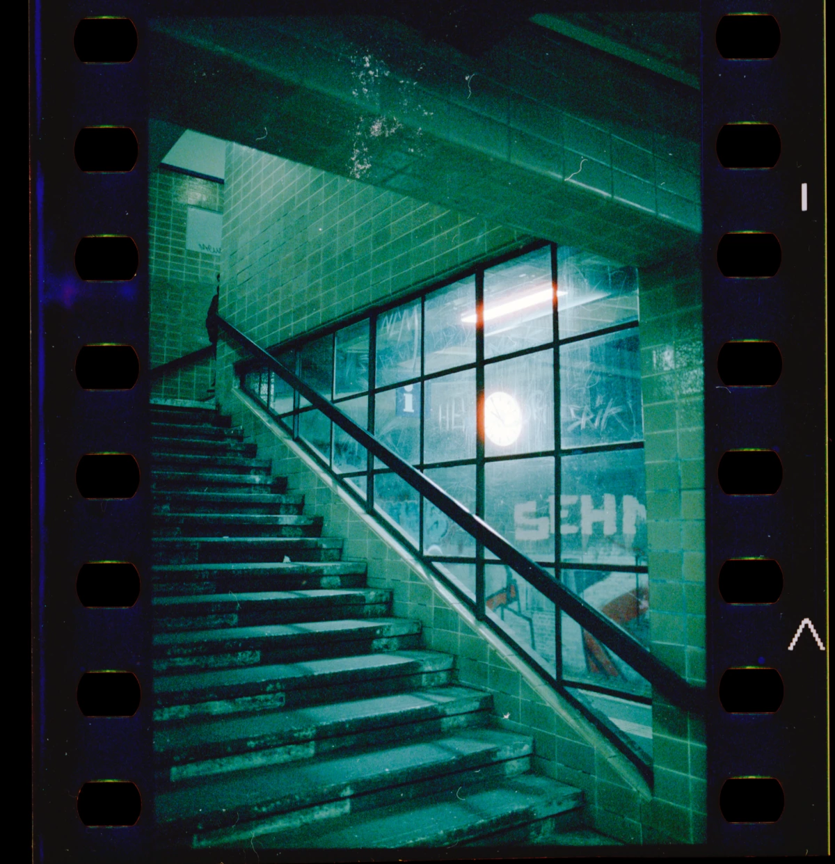 S-Bahn station on film Cinestill 800T