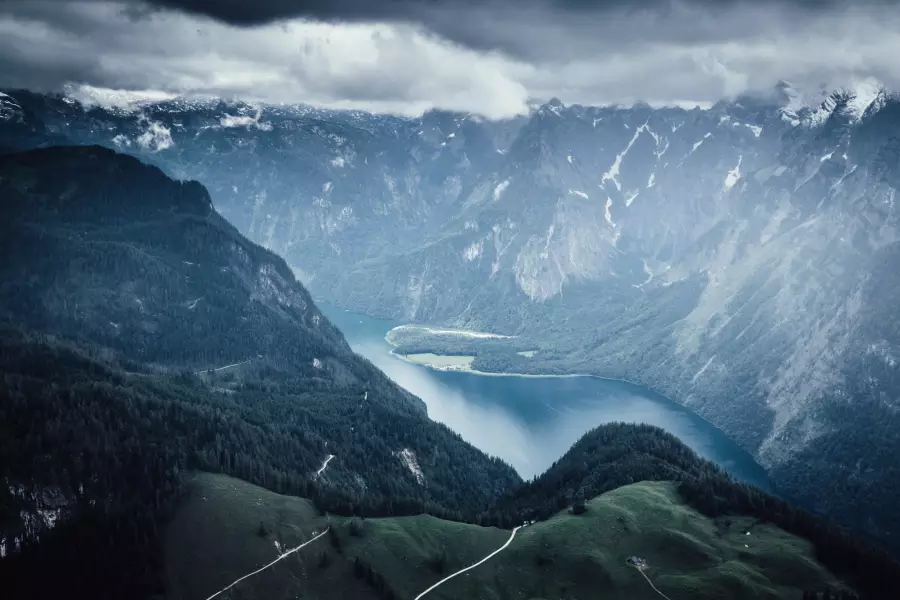 Blick vom Jenner auf den Königsee in Berchtesgarden.